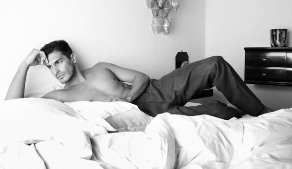 So pensive. Just laying there pining. Half-dressed... as you do.